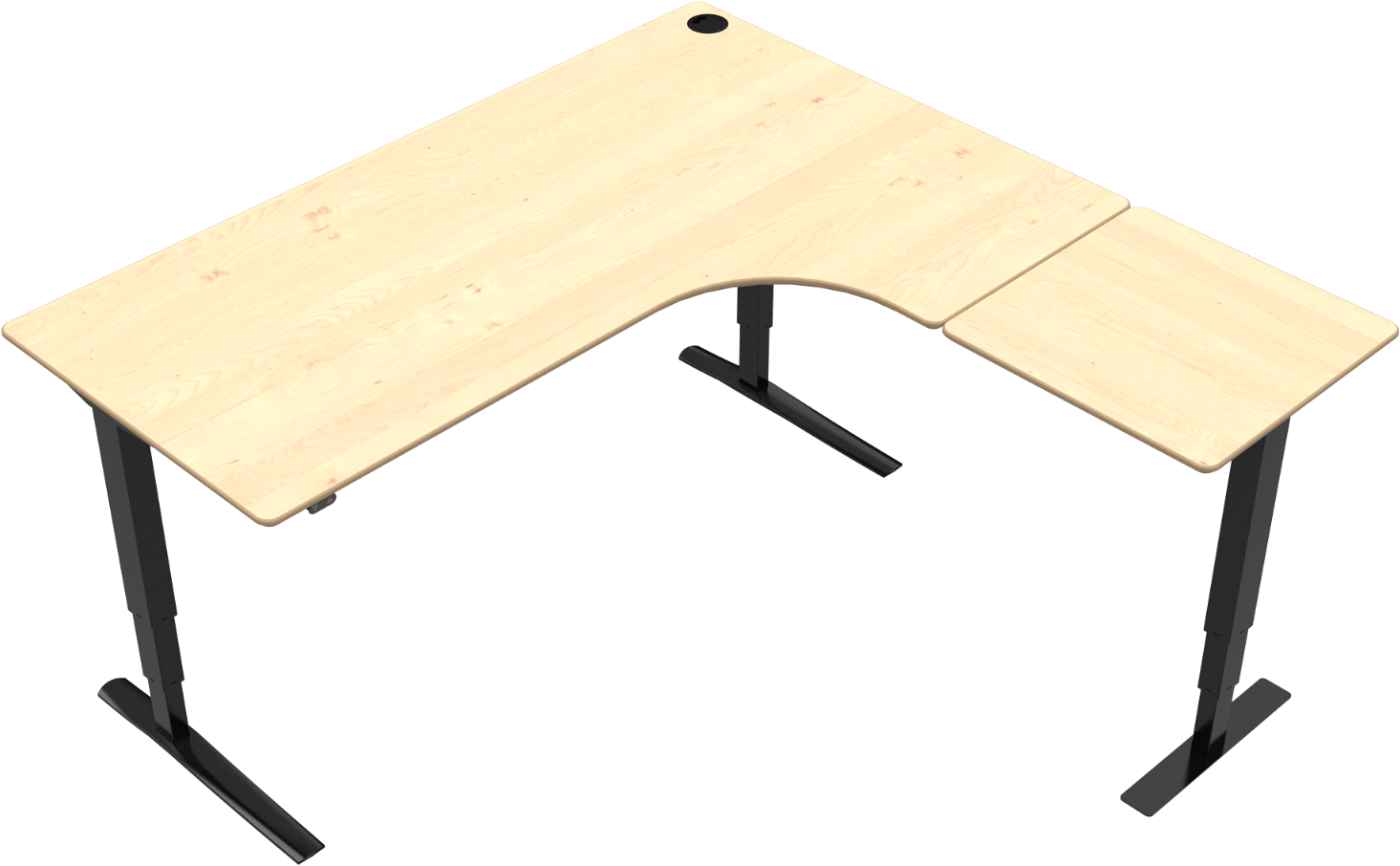 -form Tre-bens Hæve- Sænkebord Zennord Rise Rest Natur Sort Stå-siddebord