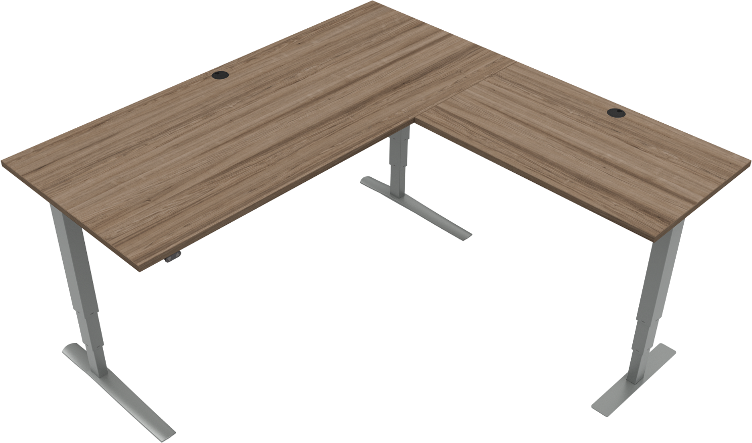 Hæve- Sænkebord Tre-bens Firkantet Zennord Rise Rest Valnød Melamin 180x180   Højde 65-125
