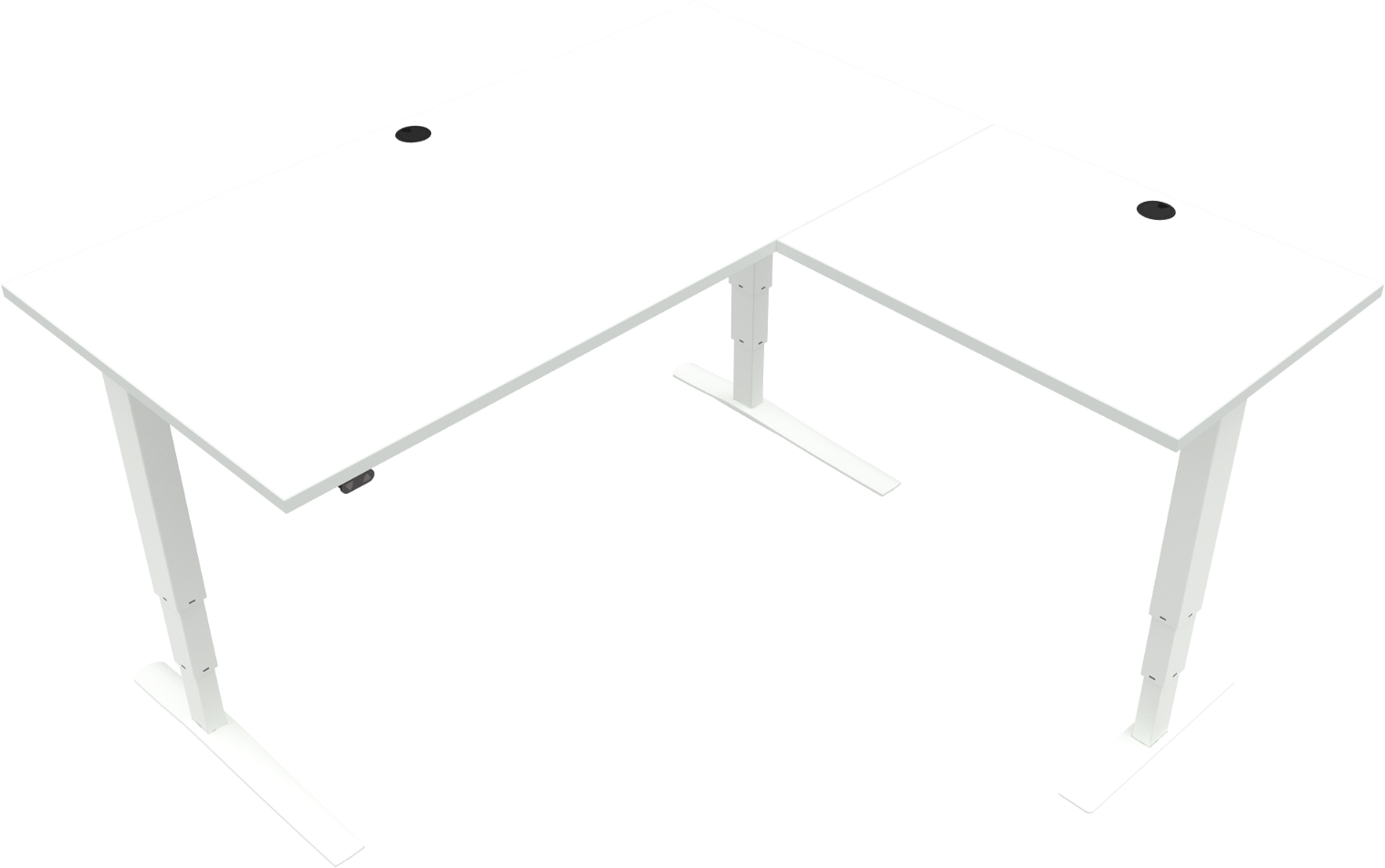 Tre-bens Hæve- Sænkebord Skrivebord Zennord Rise Rest 160x160   Justerbar 65 125   Hvid