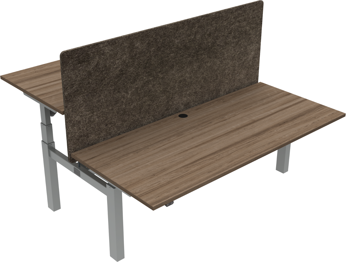 Hæve-sænkebord Zennord Omnilift – Valnød & Sølv 180x80 cm