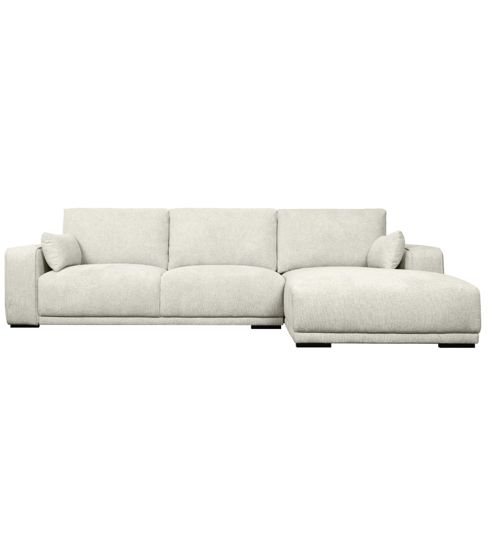 California Sofa med Højre Chaiselong – Sand & Sort Metal
