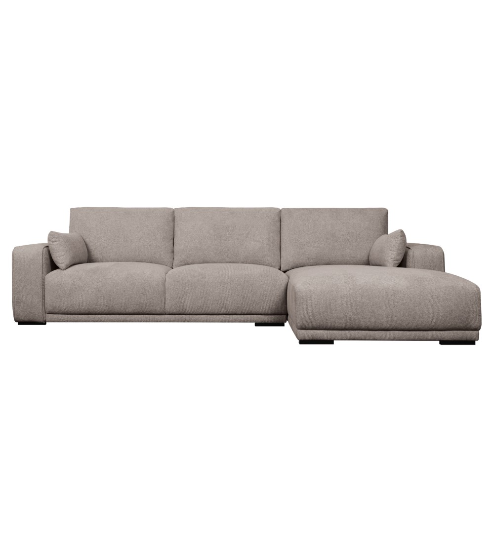 California Sofa     Højre Chaiselong     Armpuder Brun Stof   Sort Metal
