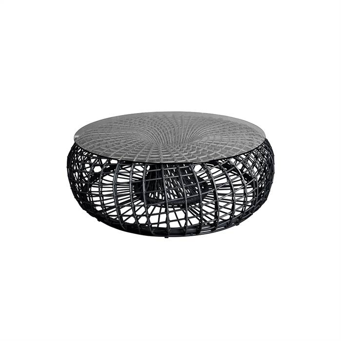 Cane-line Nest Fodskammel med Glasplade – Lavagrå Elegance