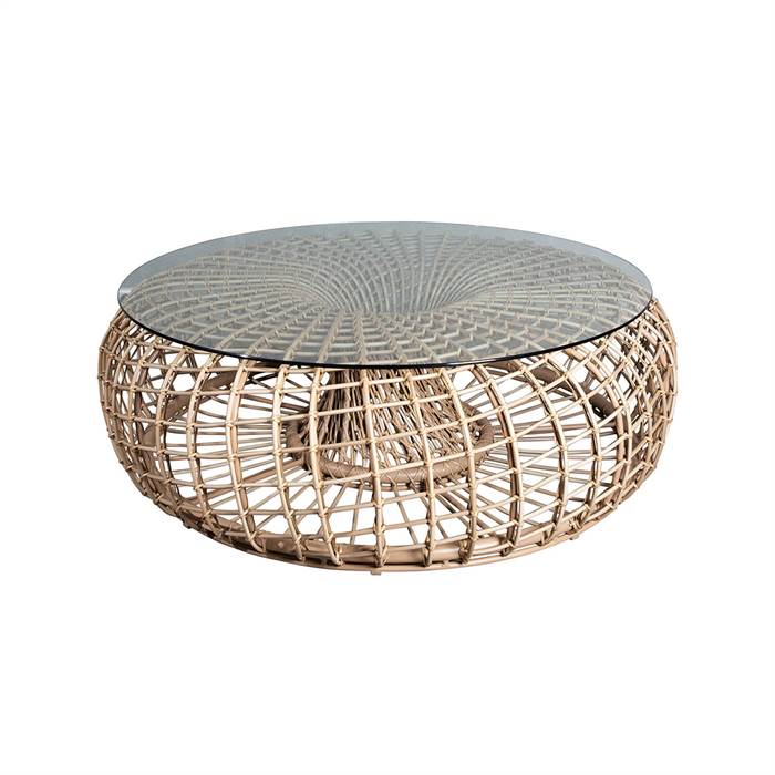 Cane-line Nest Fodskammel Sofabord – Natur med Glasplade