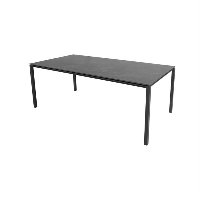 Cane-line Pure Havebord 200x100   Stel   Lavagrå Bordplade   Fossil Sort
