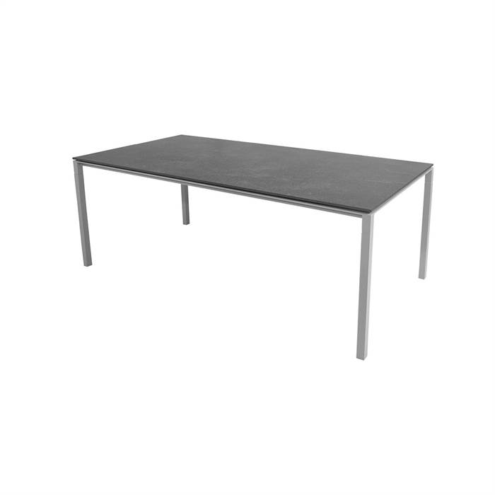 Cane-line Pure Havebord 200x100   Stel   Lysegrå Bordplade   Fossil Sort
