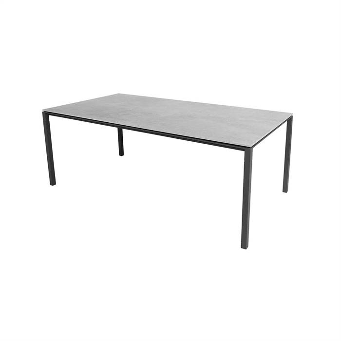 Cane-line Pure Havebord 200x100   Stel   Lavagrå Bordplade   Fossil Grå