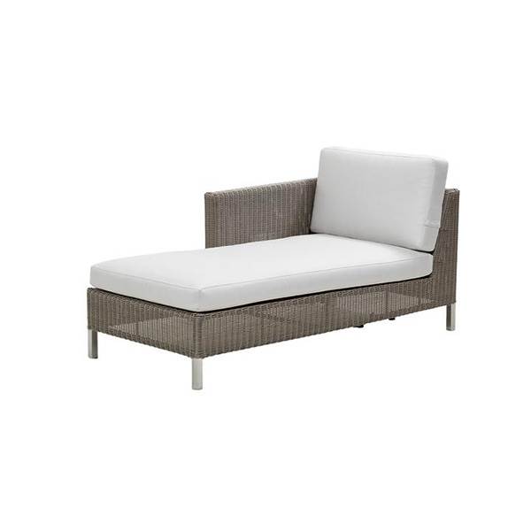 Cane-line Connect Chaiselong Taupe med Hvid Hynde - Udsalg!