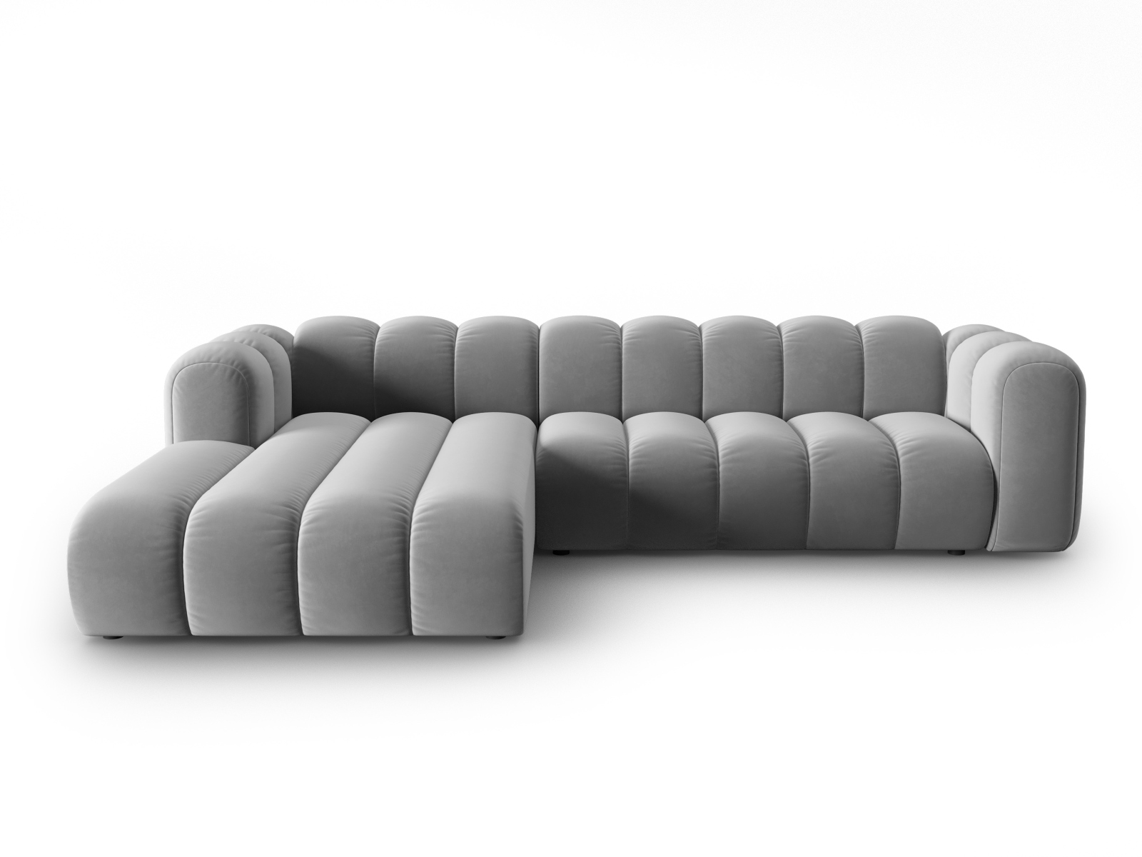 Micadoni Lupin Modular Hjørnesofa - Venstre Grå Fløjl