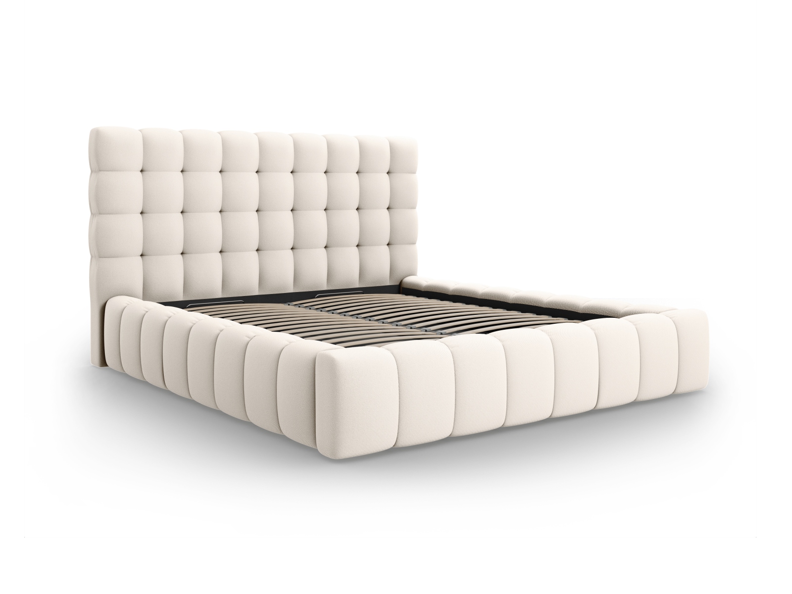Micadoni Mamaia Sengeramme     Sengegavl   Opbevaring Lys Beige Struktur Stof  180x200