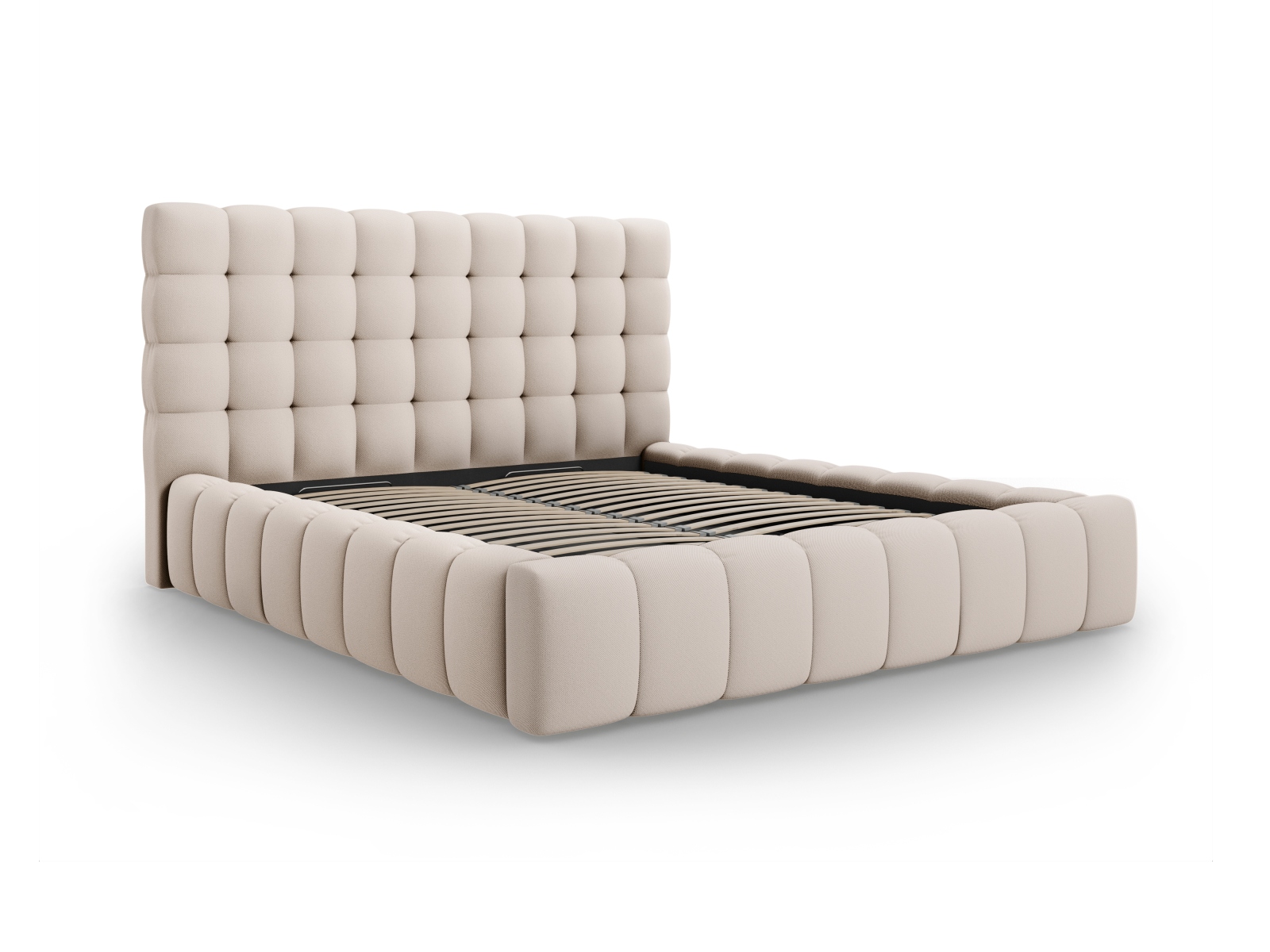 Micadoni Mamaia Sengeramme     Sengegavl   Opbevaring Beige Struktur Stof  180x200