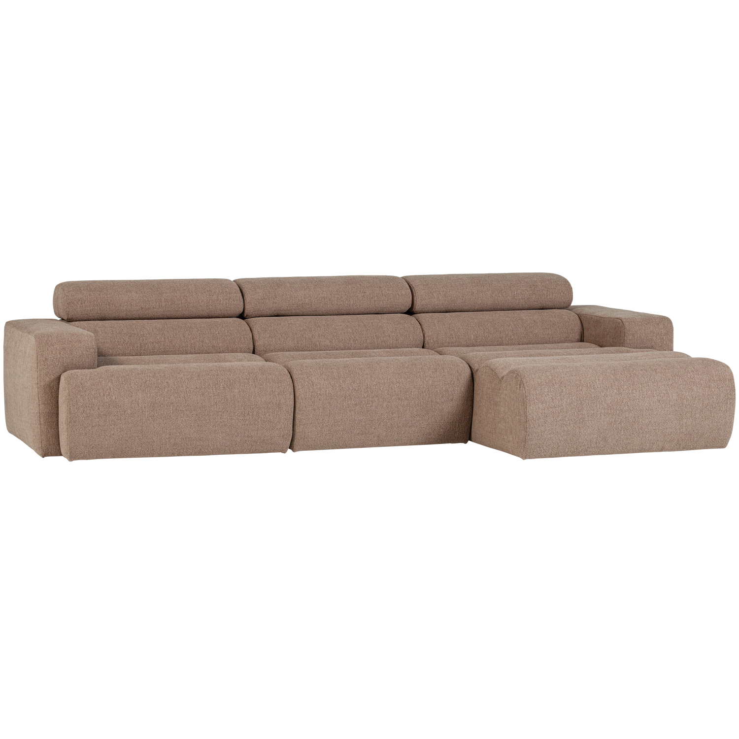Woood Novi Sofa     Højre Chaiselong  Justerbar Nakkestøtte Taupe Bouclé Stof