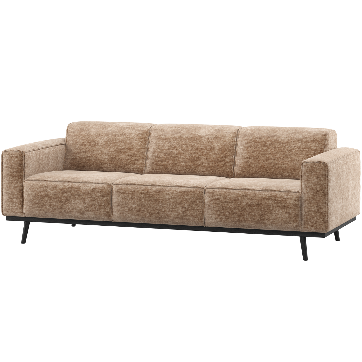 Woood Statement   Pers  Sofa Taupe Chenille Fløjl Stof   Birketræ  230cm