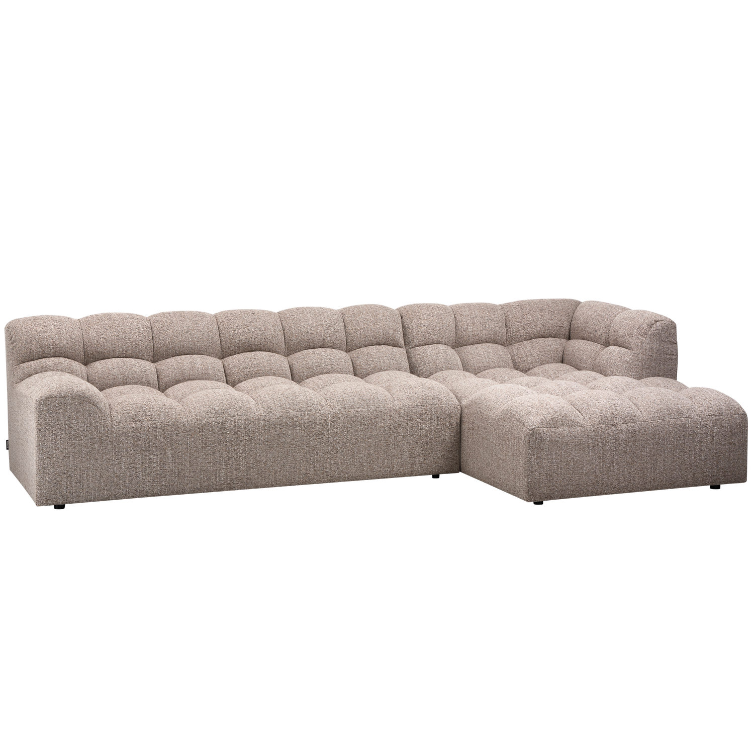 Woood Allure Sofa     Højre Chaiselong Brun Melange Vævet Stof