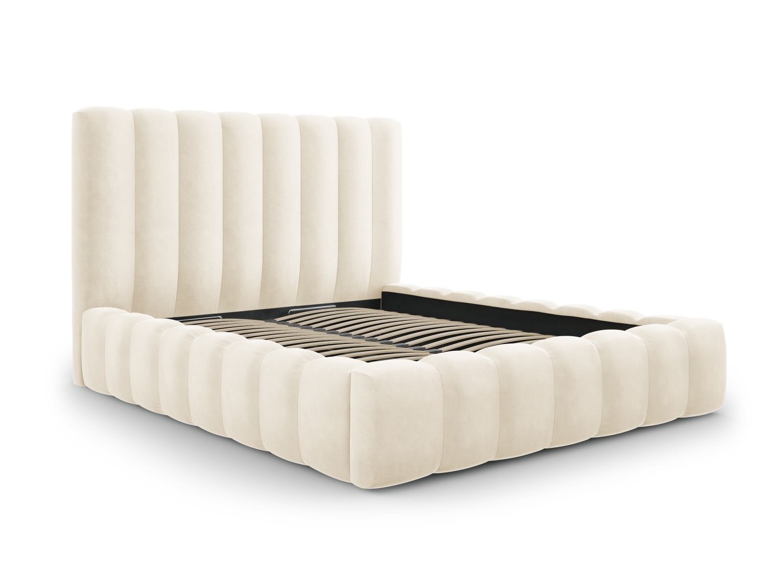 Micadoni Kelp Sengeramme med Fløjlsgavl - Beige Elegance