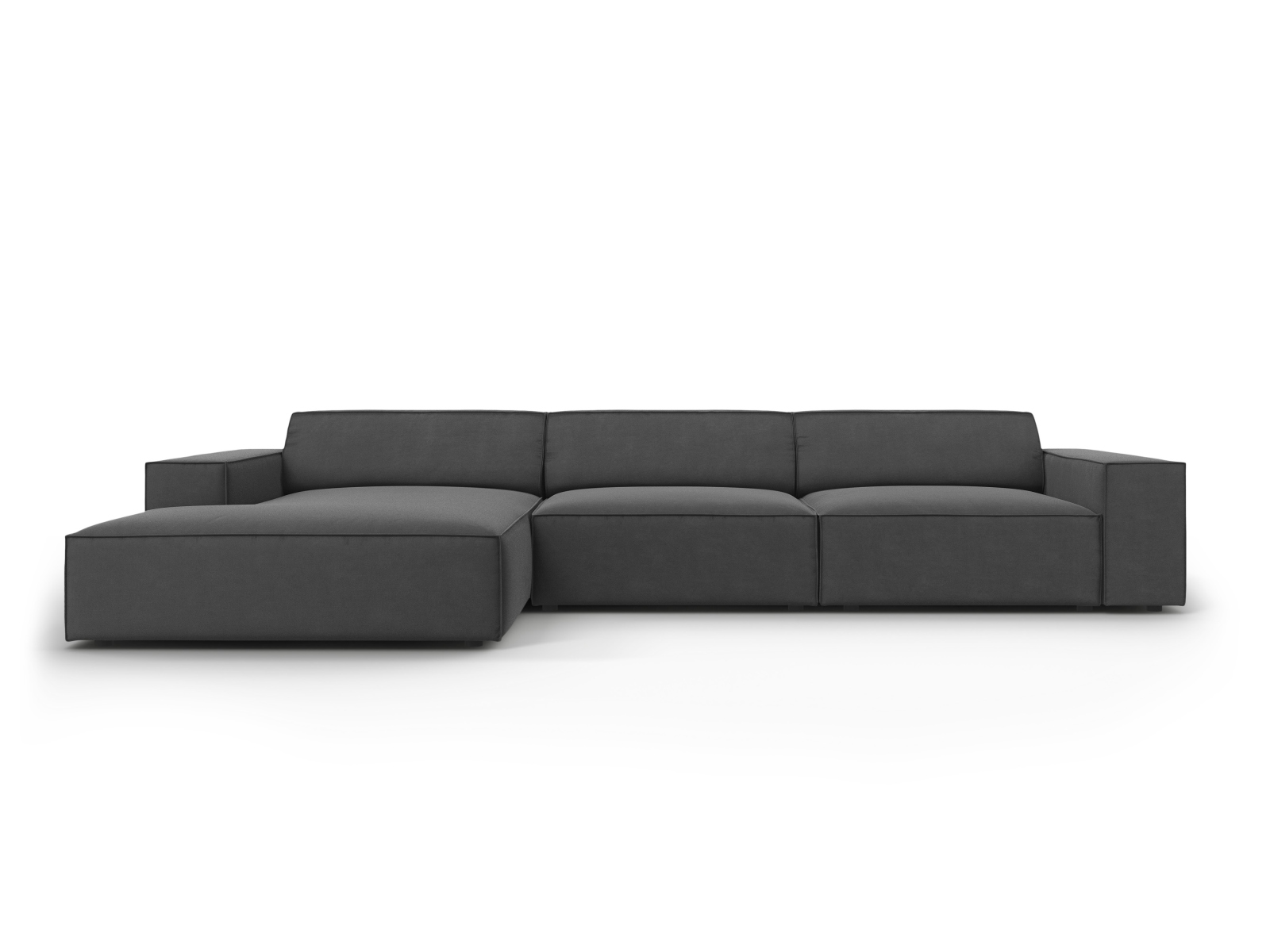Micadoni Jodie Venstrevendt Hjørnesofa - Grå Fløjl & Sort Plastik