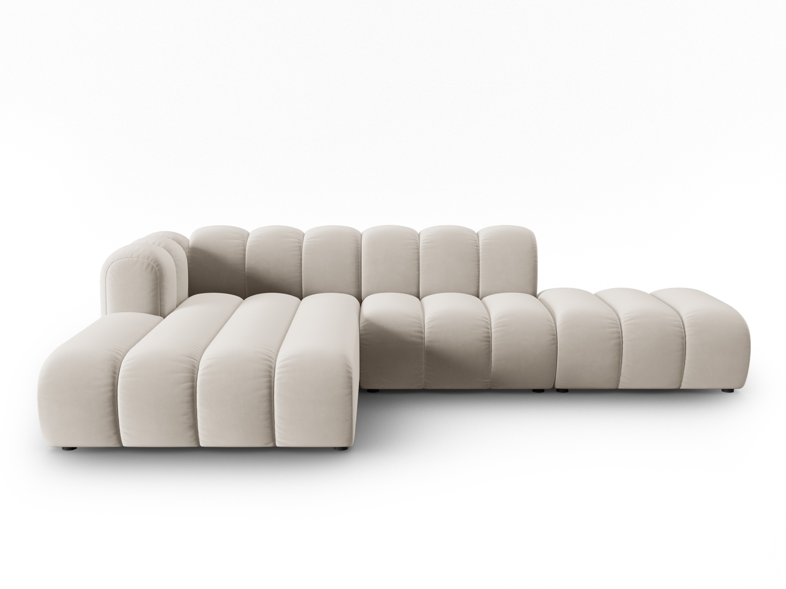 Moderne Beige Fløjl Hjørnesofa - Micadoni Lupin Tilbud!