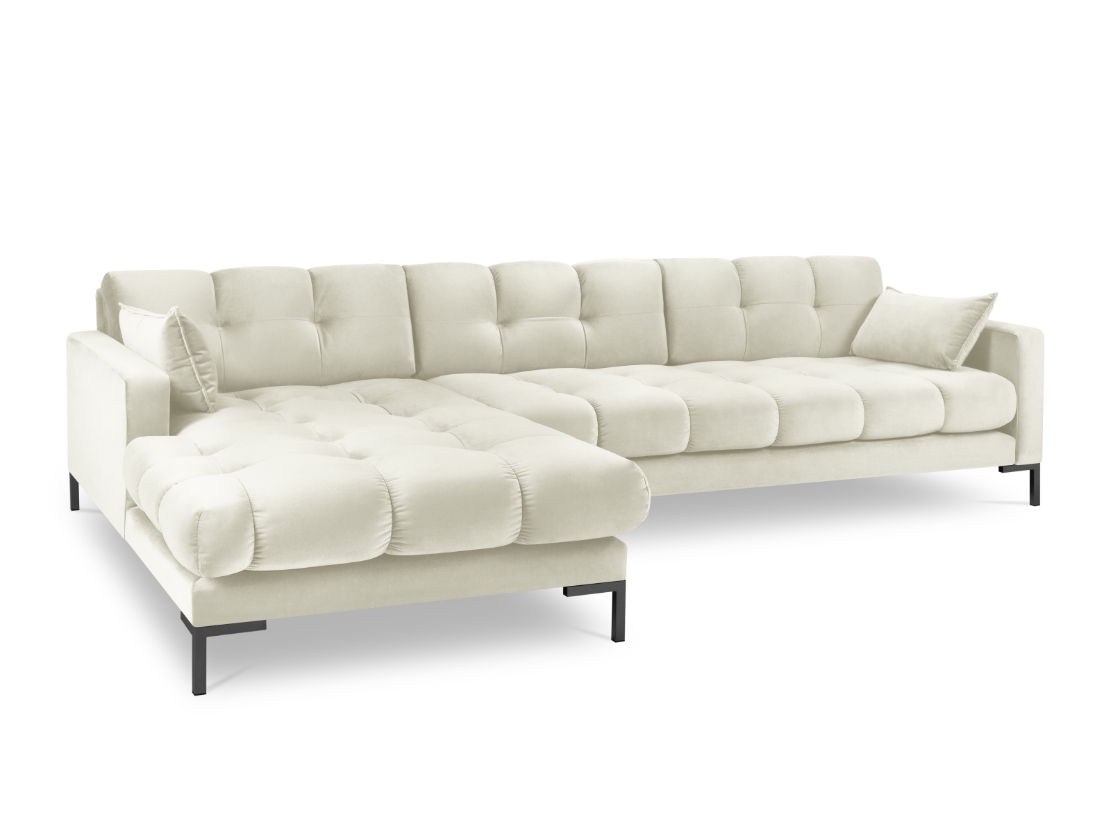 Micadoni Mamaia Hjørnesofa - Beige Fløjl & Sort Metal