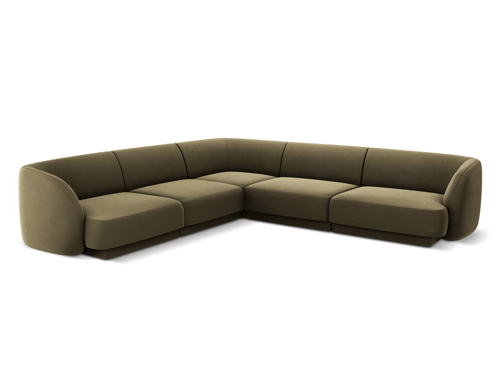 Micadoni Miley Symmetrical Hjørnesofa    Sæder Grøn Fløjl   Sort Plast