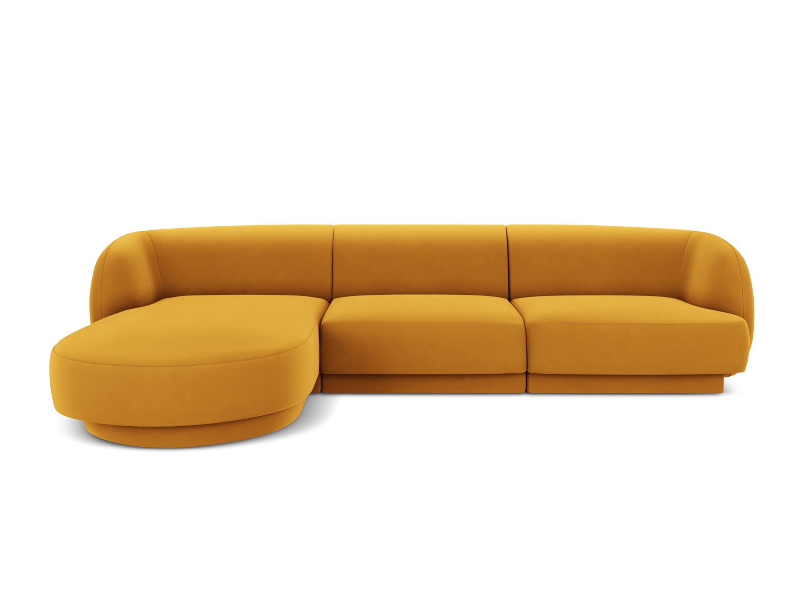Micadoni Miley Hjørnesofa – Gul Fløjl & Sort Plast Tilbud