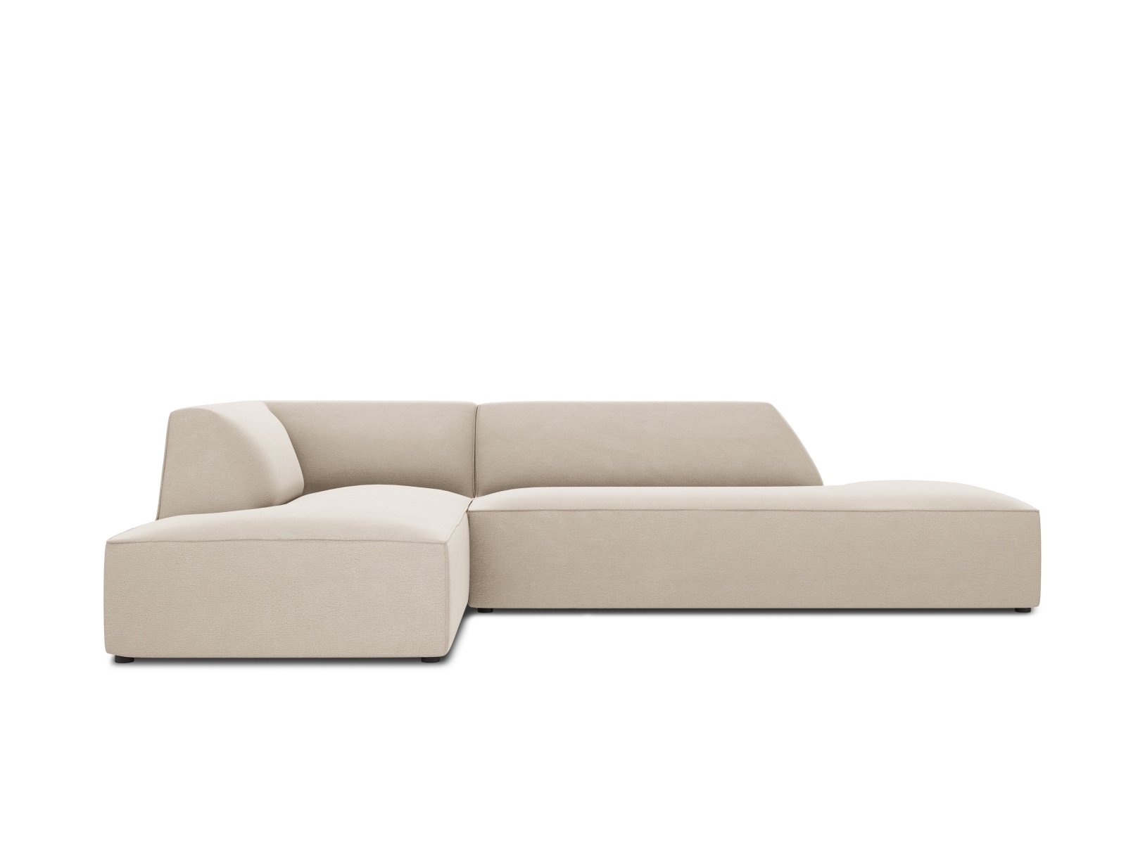 Micadoni Ruby Hjørnesofa Venstre - Beige Fløjl & Sort Plast