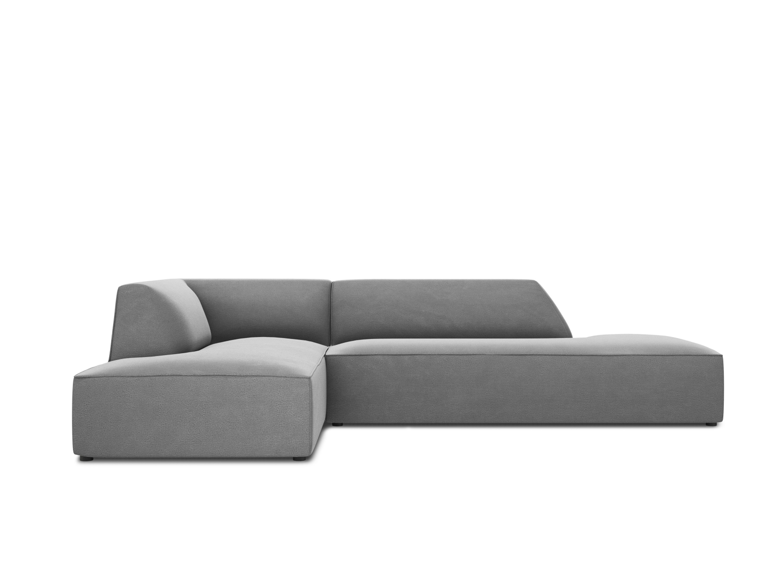 Micadoni Ruby Hjørnesofa Venstre – Grå Fløjl & Sort Plast