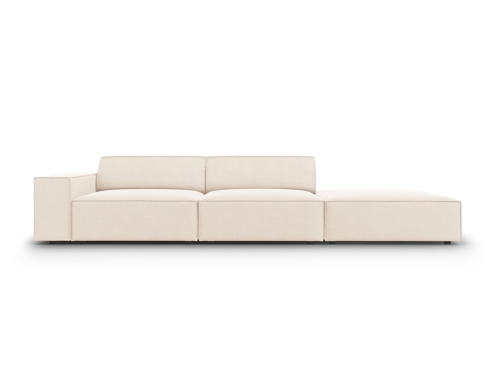 Micadoni Jodie Sofa Højre - Beige Fløjl & Sort Plast