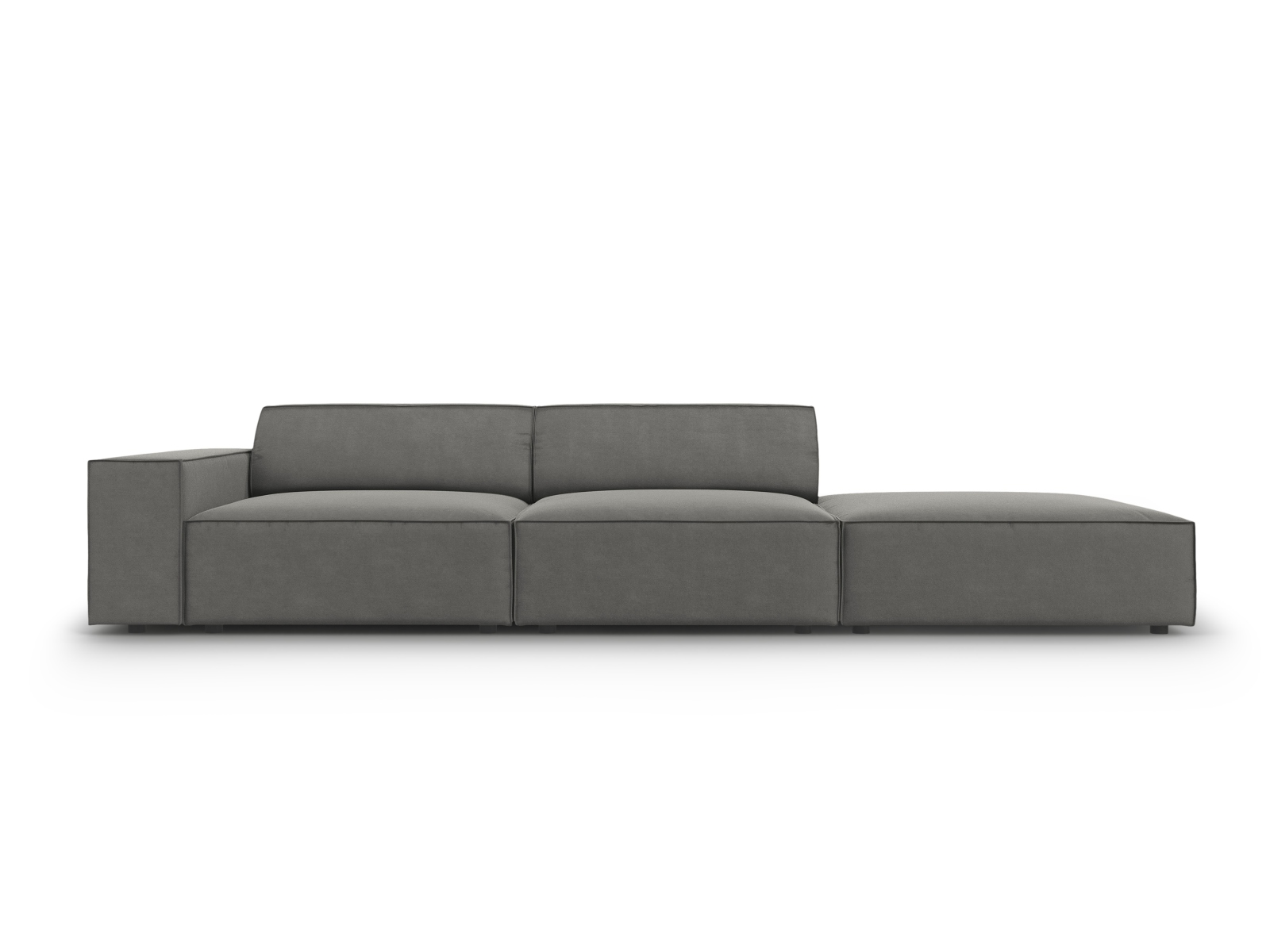 Micadoni Jodie Sofa - Højre Sæde i Grå Fløjl og Plast
