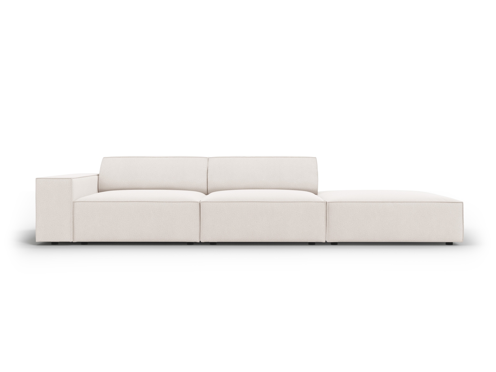 Micadoni Jodie Sofa - Højre, Beige Stof & Sort Plast