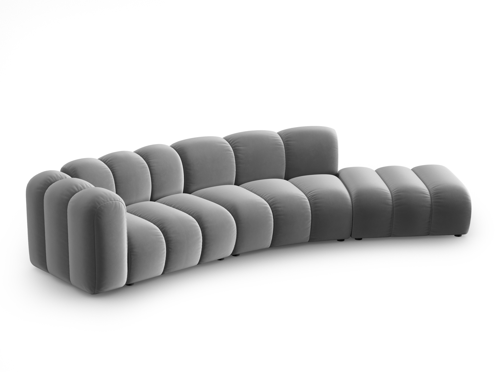 Micadoni Lupin Modul Sofa - Elegant Grå Fløjl & Sort Plast