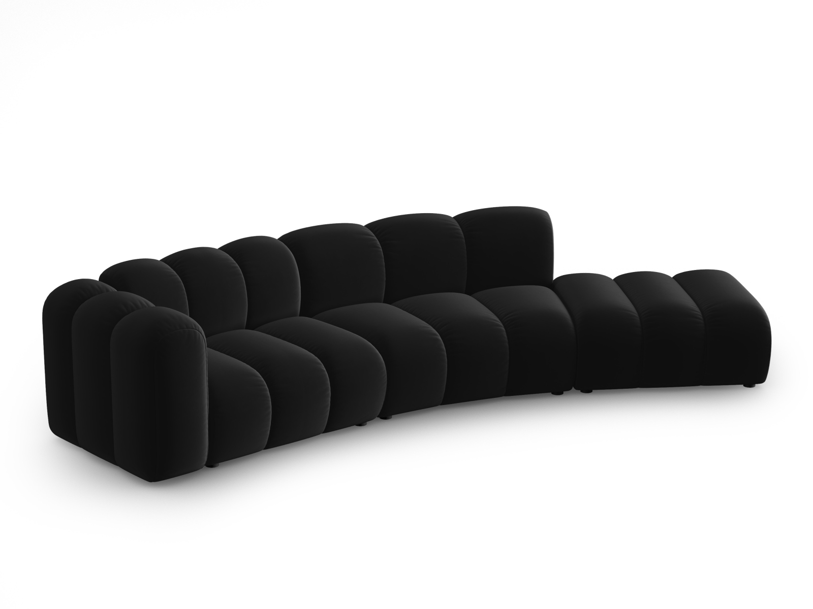 Micadoni Lupin Modul Sofa - Højre, Sort Fløjl & Plast