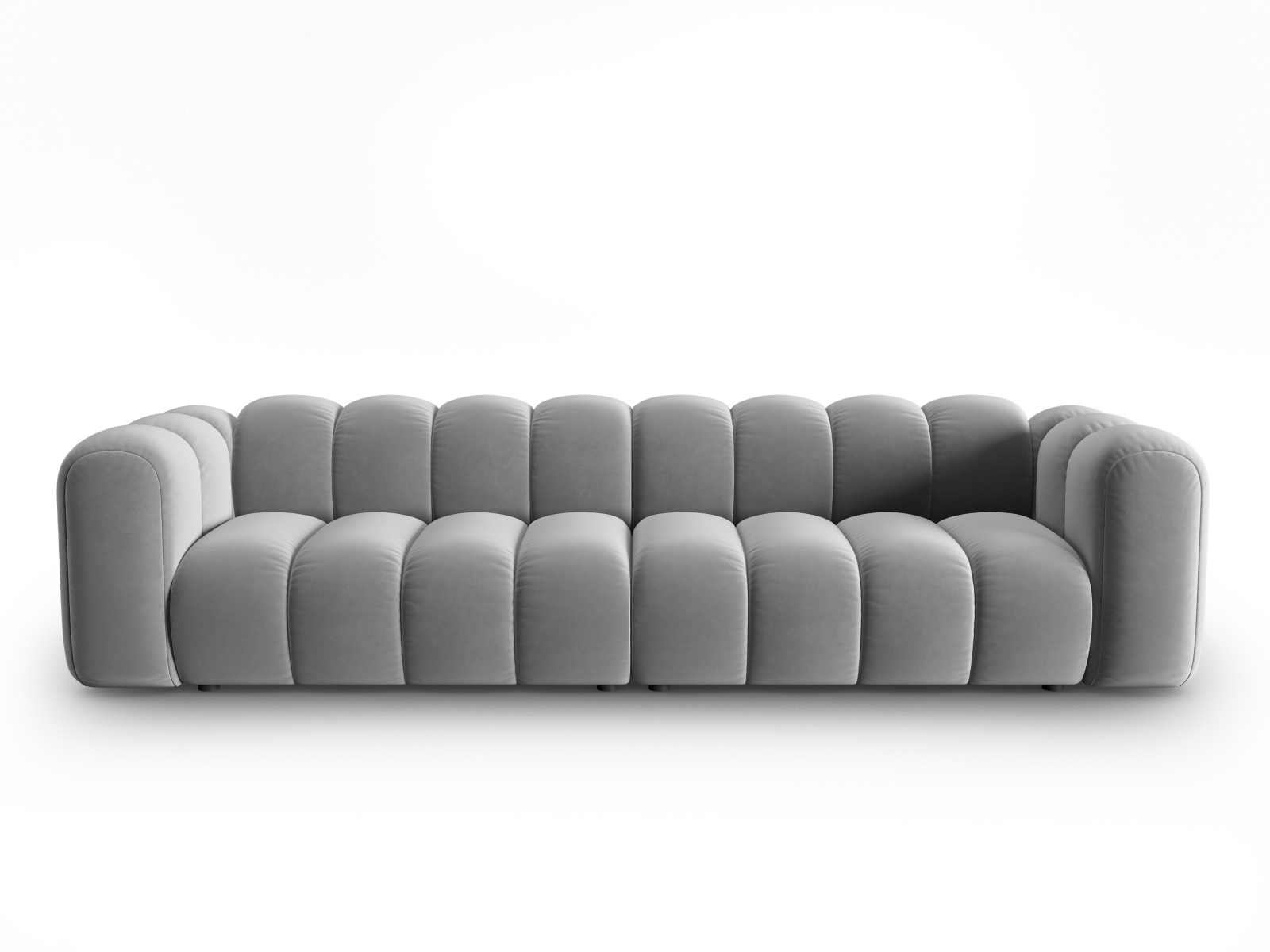 Micadoni Lupin Modulsofa - Grå Fløjl & Sort Plast Tilbud
