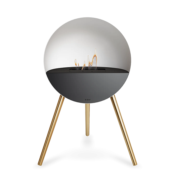 Feu Eye Bioethanolpejs   Hvid Rose Gold Ben Sort Top Sort Front  : Erling Christensen Møbler