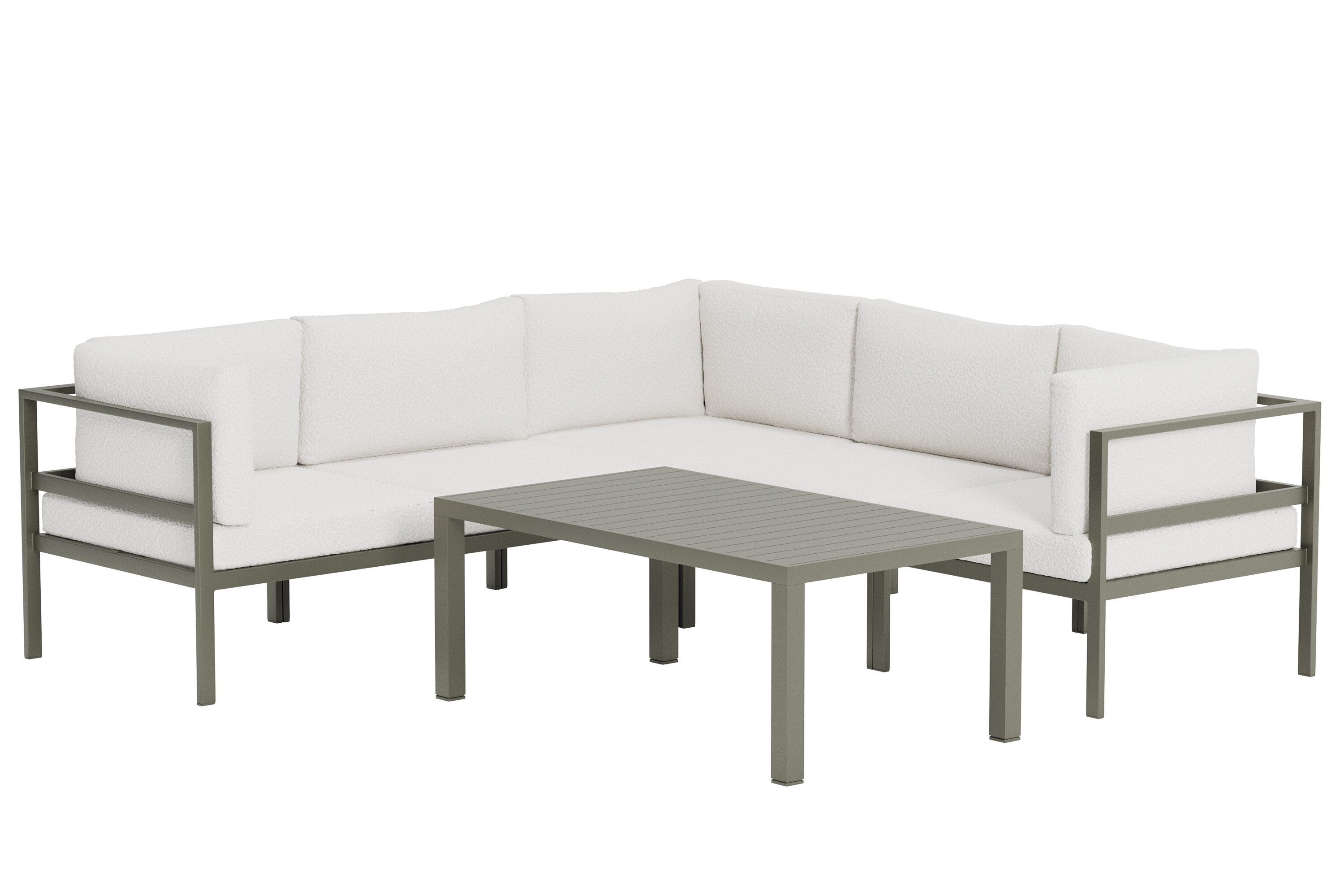 Venture Home Copacabana Havehjørnesofasæt       Bord     Sofa Hvid Bouclé Hynder   Brun Aluminium