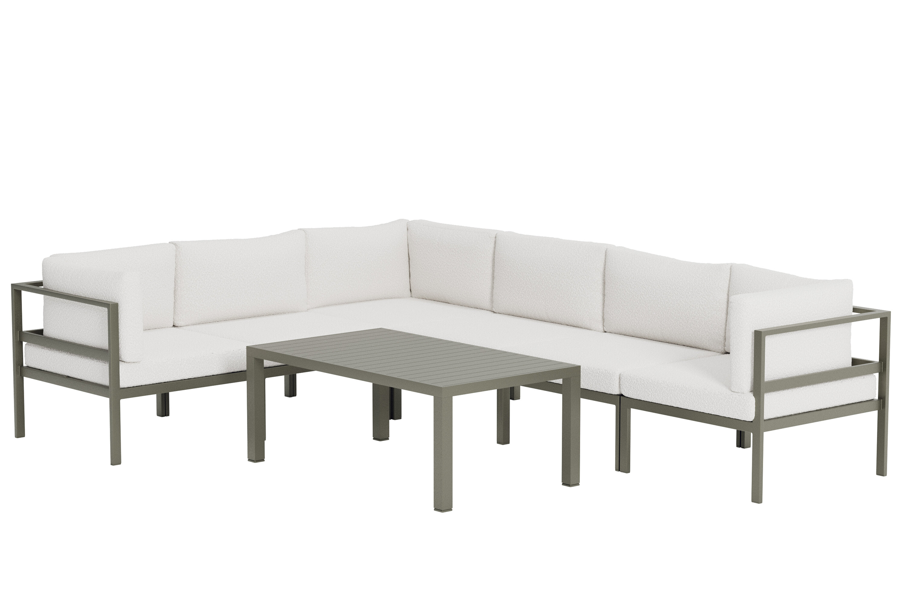 Venture Home Copacabana Havehjørnesofasæt       Bord     Sofa Hvid Bouclé Hynder   Brun Aluminium