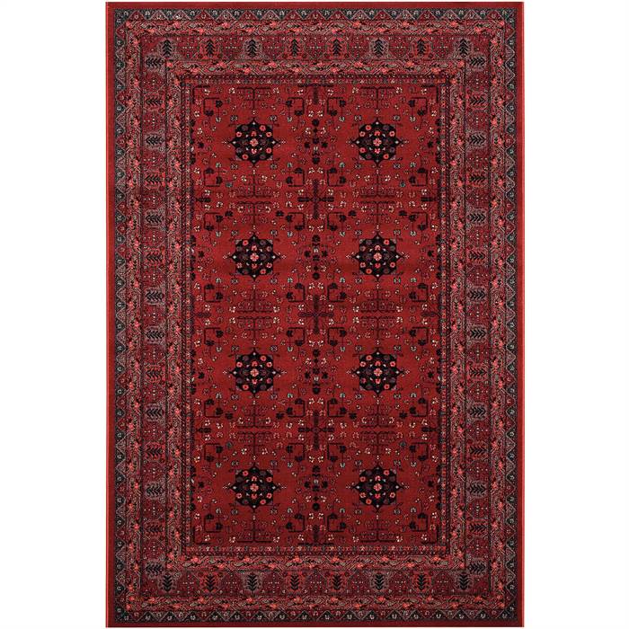 Elegant Rødt Uldtæppe – Stilfuldt Design til Dit Hjem