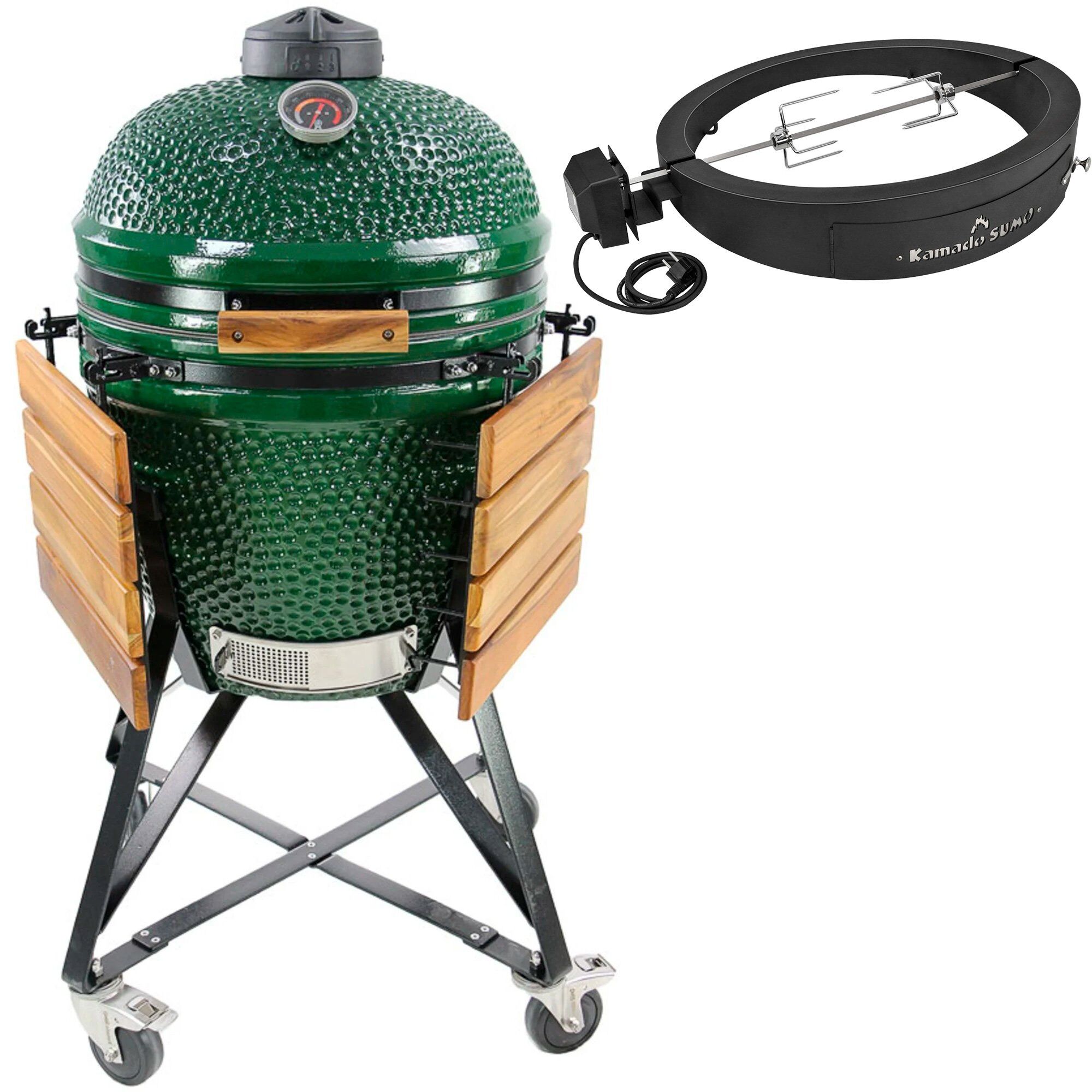 Kamado Sumo Sumo Midi   Grillmesterens Rotisseri   Pizzaovn  Grøn