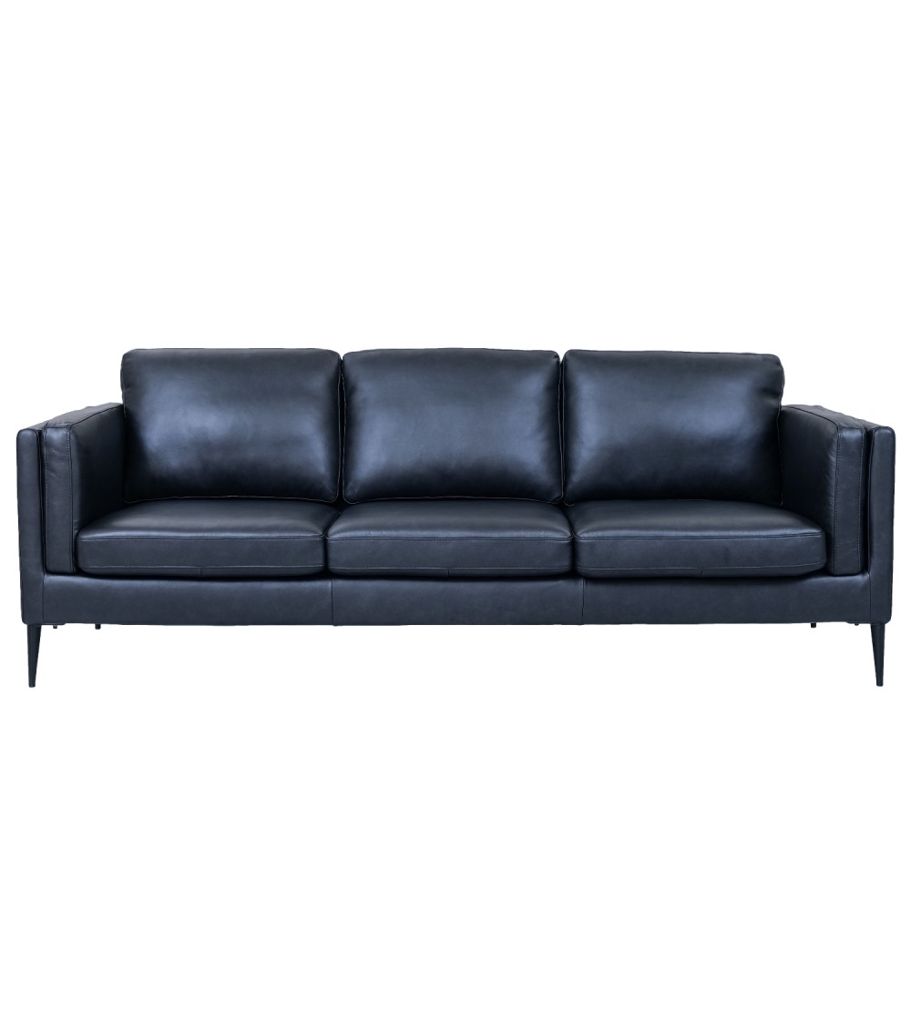 Valencia   Pers  Sofa Sort Semianilin Læder   Sort Metal